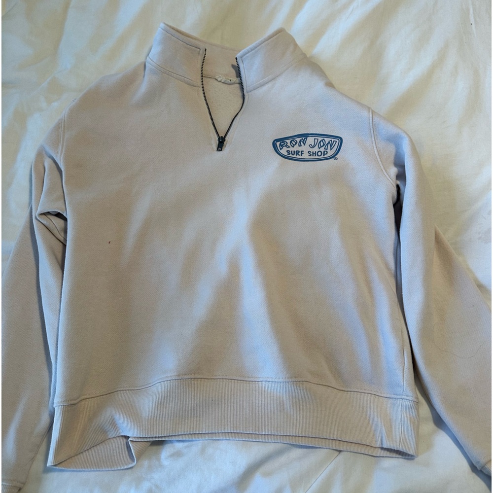 cream ron jon quarter zip kids